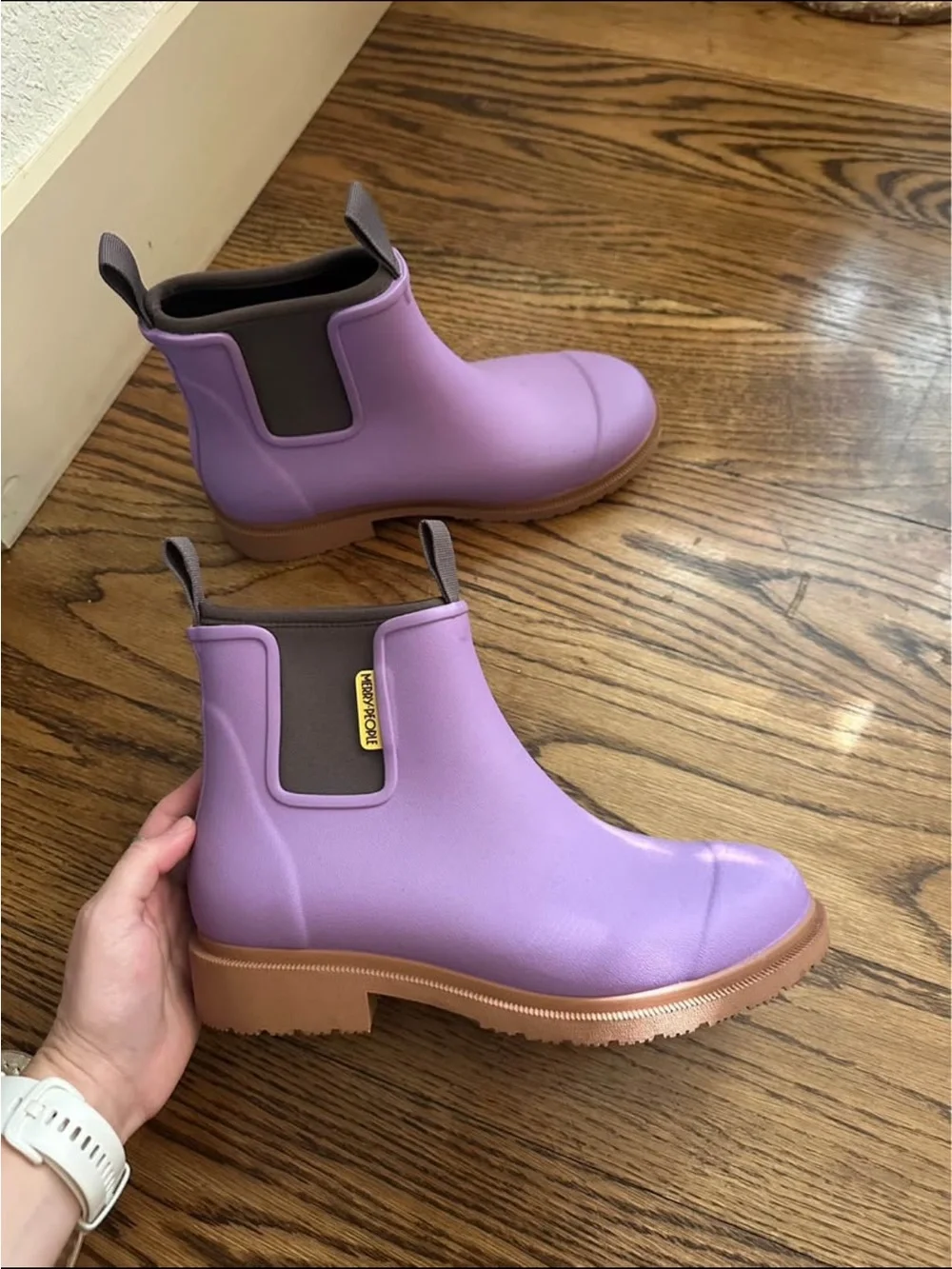 Lilac Chelsea Rain Boots for Women - , Purple Ankle Waterproof Boots